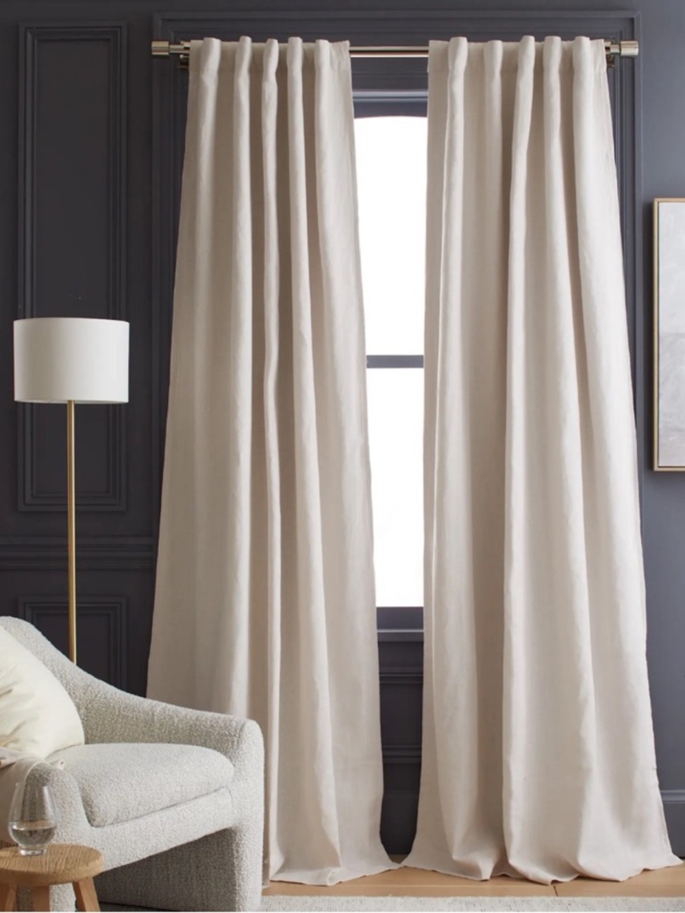 Quince Heavy Weight Linen Blackout Curtains in Color Sand